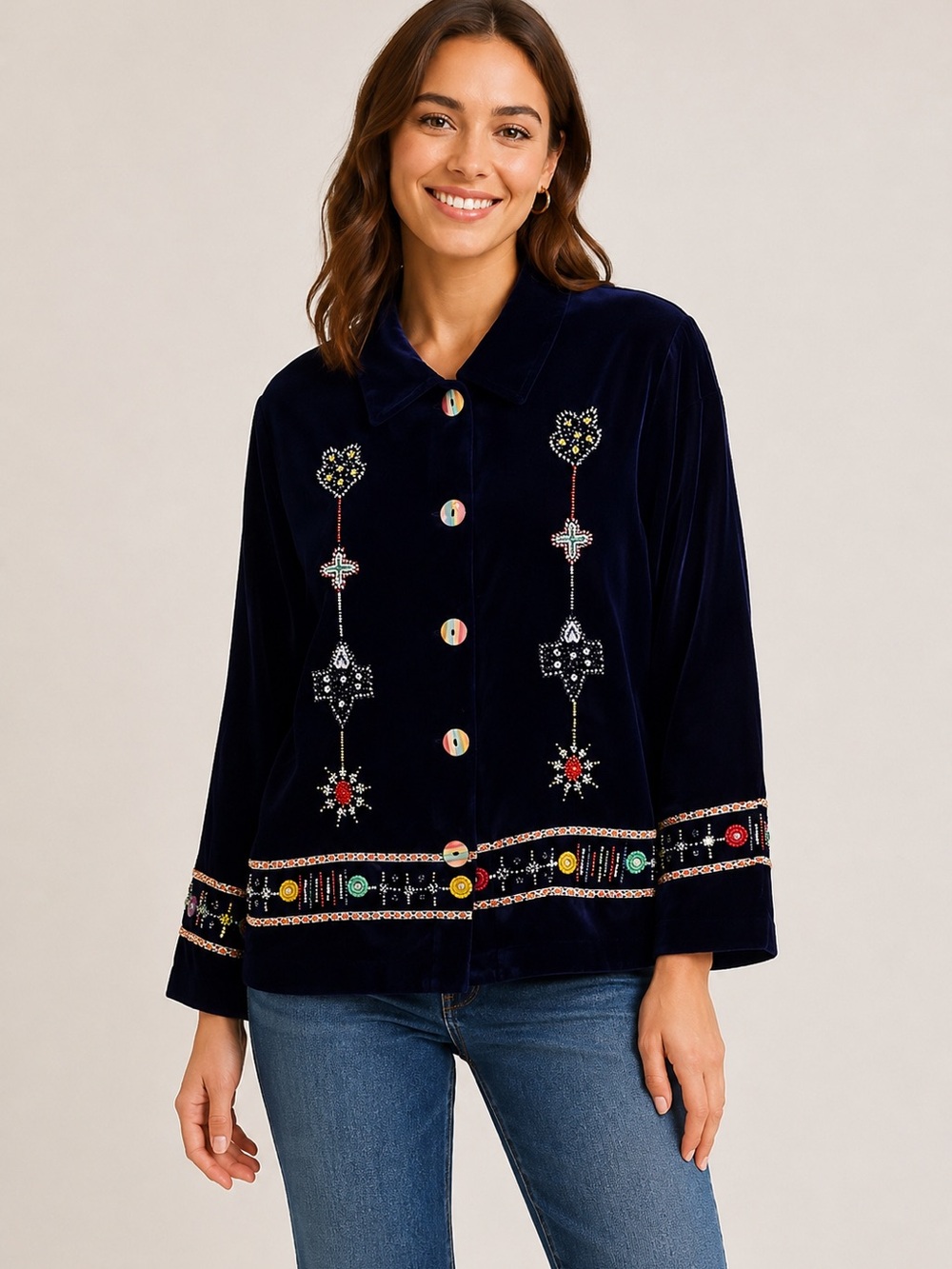 Market Chicos Bead Embellished Jacket Sz 1X